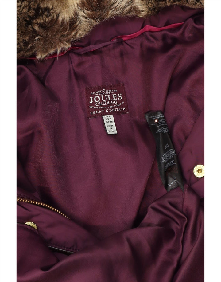 JOULES Cappotto imbottito oversize con cappuccio da donna UK 8 piccolo poliestere viola
