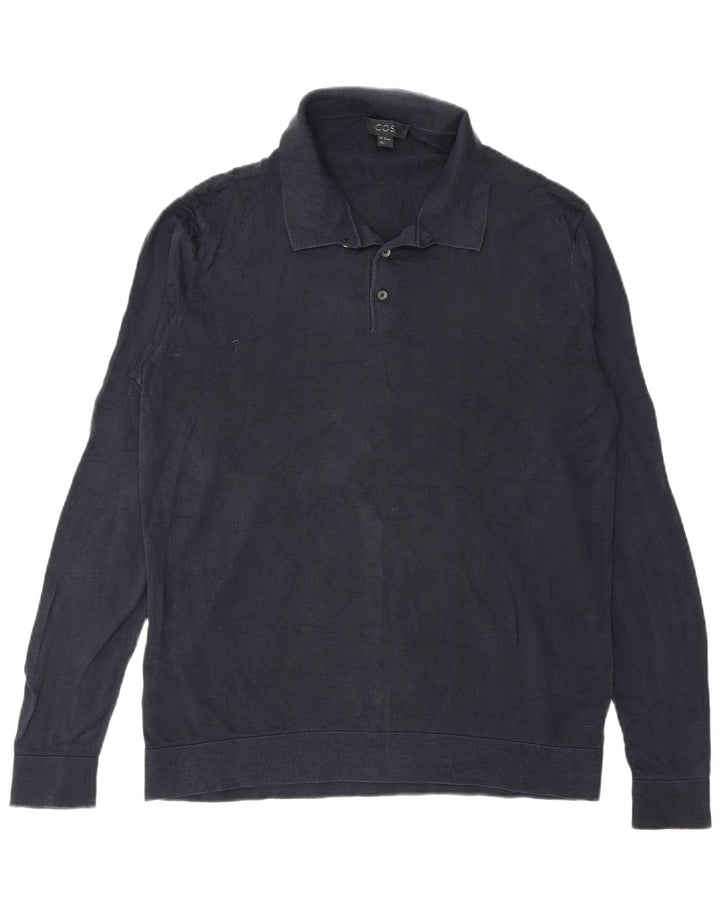 Maglione Cos da uomo con collo alto in seta blu navy medio
