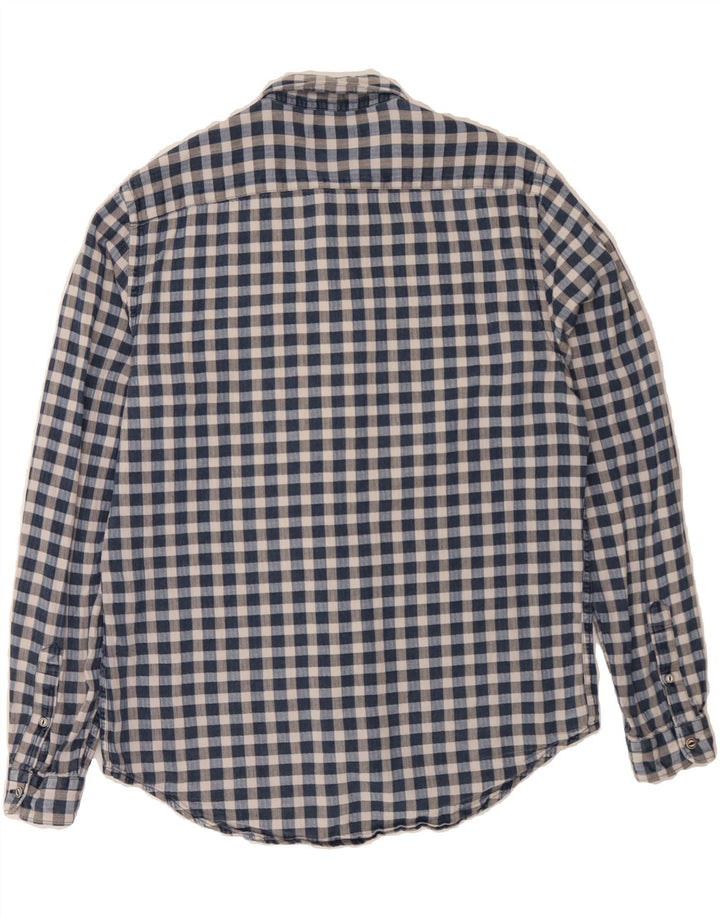 ZARA Mens Regular Fit Flannel Shirt Large Navy Blue Check Vintage Zara and Second-Hand Zara from Messina Hembry 