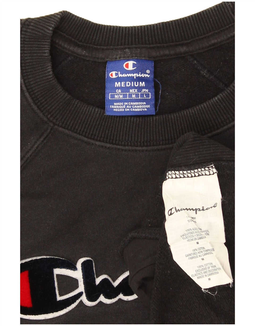 Felpa oversize con grafica da donna Champion, taglia UK 14, media, nera