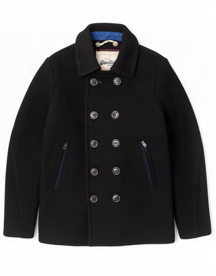 Cappotto da marinaio da uomo Superdry UK 40 grande lana nera