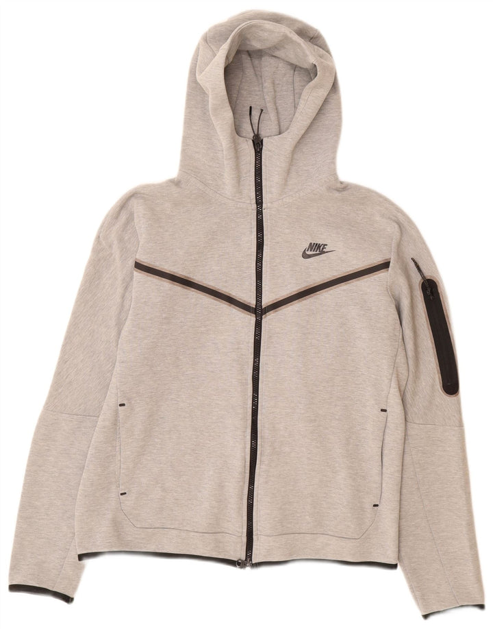 Maglione con cappuccio e zip da uomo NIKE in cotone grigio medio