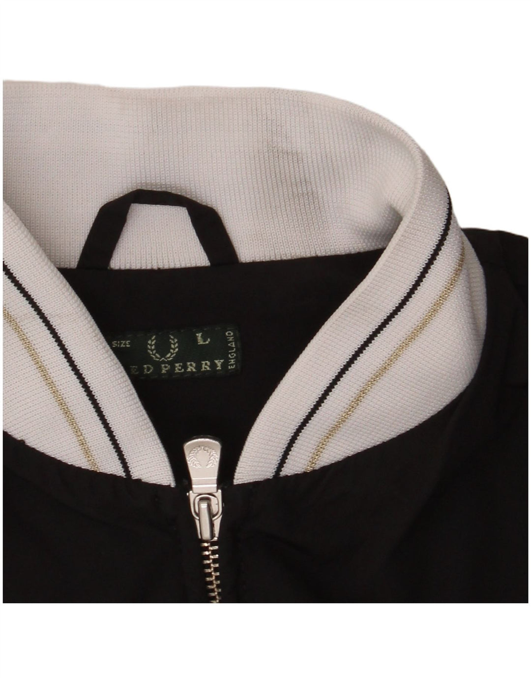 Giacca da tuta da donna Fred Perry UK 16 Large in cotone color block nero