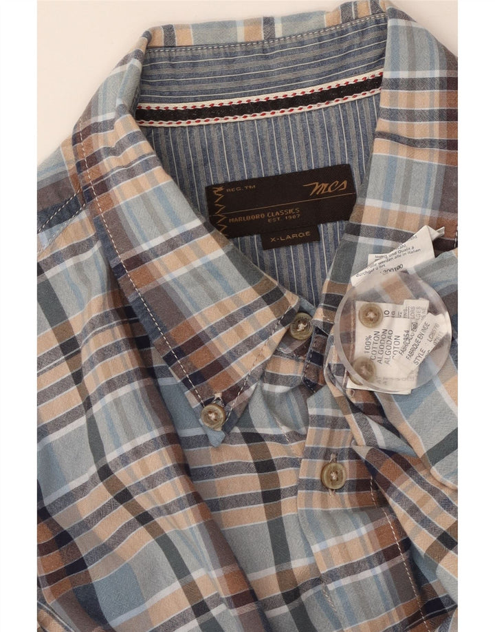MARLBORO CLASSICS Camicia a maniche corte da uomo XL in cotone a quadri blu