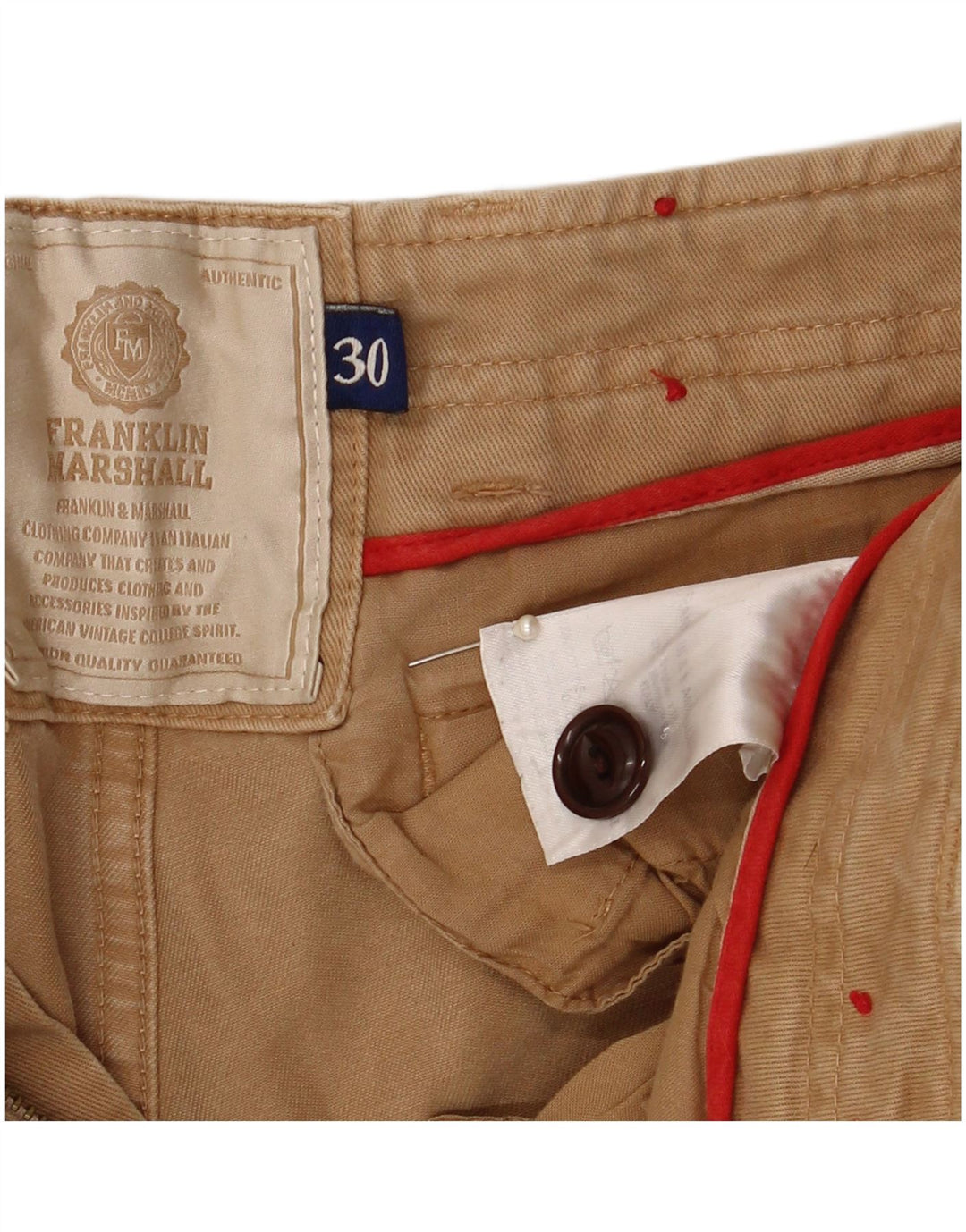 Pantaloni cargo dritti da uomo Franklin Marshall W30 L32 in cotone beige