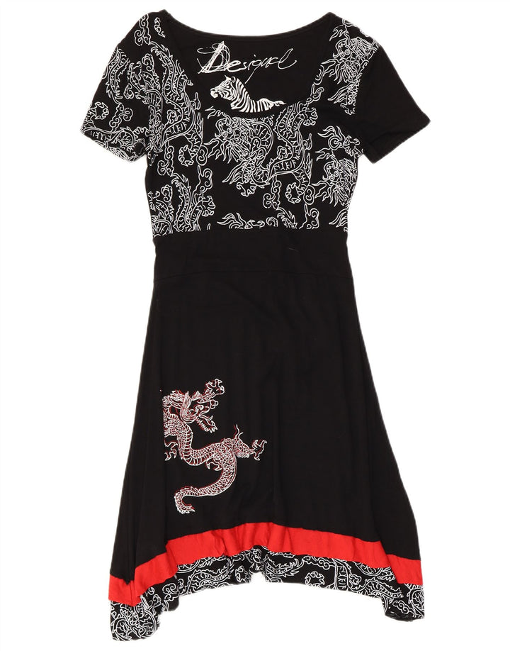 Desigual Abito da donna a trapezio con motivo astratto UK 6 XS Nero