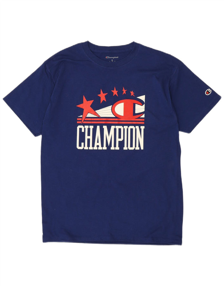 T-shirt grafica da uomo CHAMPION Top in cotone blu navy medio