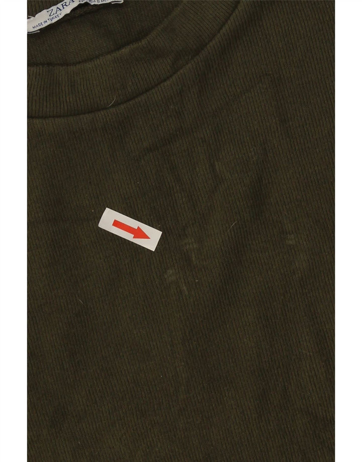 Top corto da donna Zara manica lunga UK 10 piccolo verde