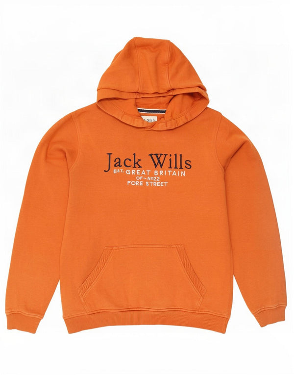 Maglione con cappuccio grafico da ragazzo Jack Wills 14-15 anni in cotone arancione
