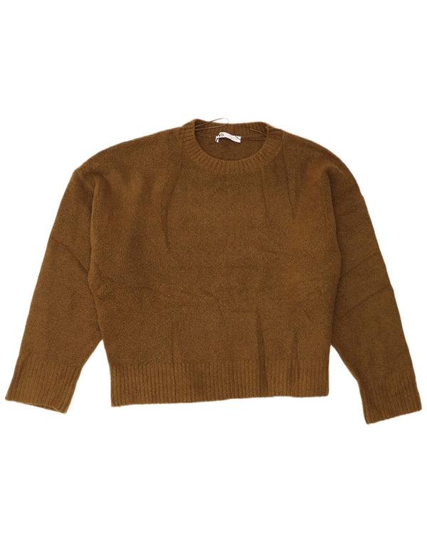 Maglione girocollo oversize da donna Zara UK 16 grande acrilico verde