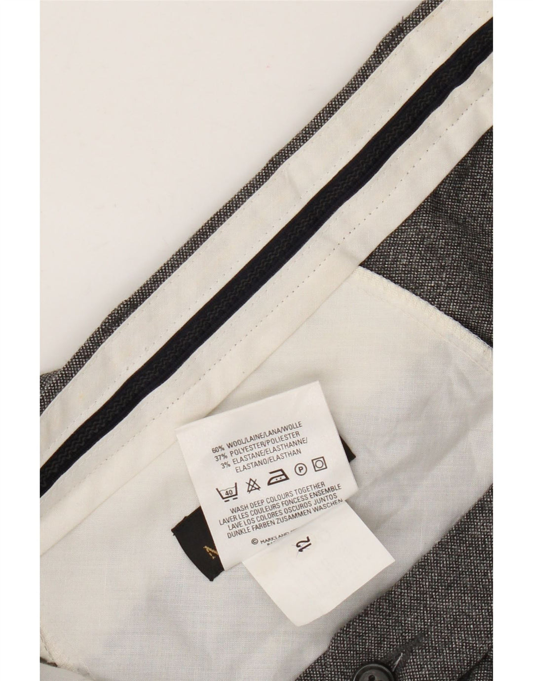 Pantaloni da abito dritti Marks & Spencer da uomo St. Michael W40 L29 in lana grigia