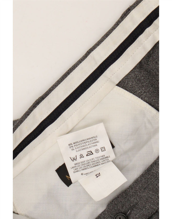 Pantaloni da abito dritti Marks & Spencer da uomo St. Michael W40 L29 in lana grigia