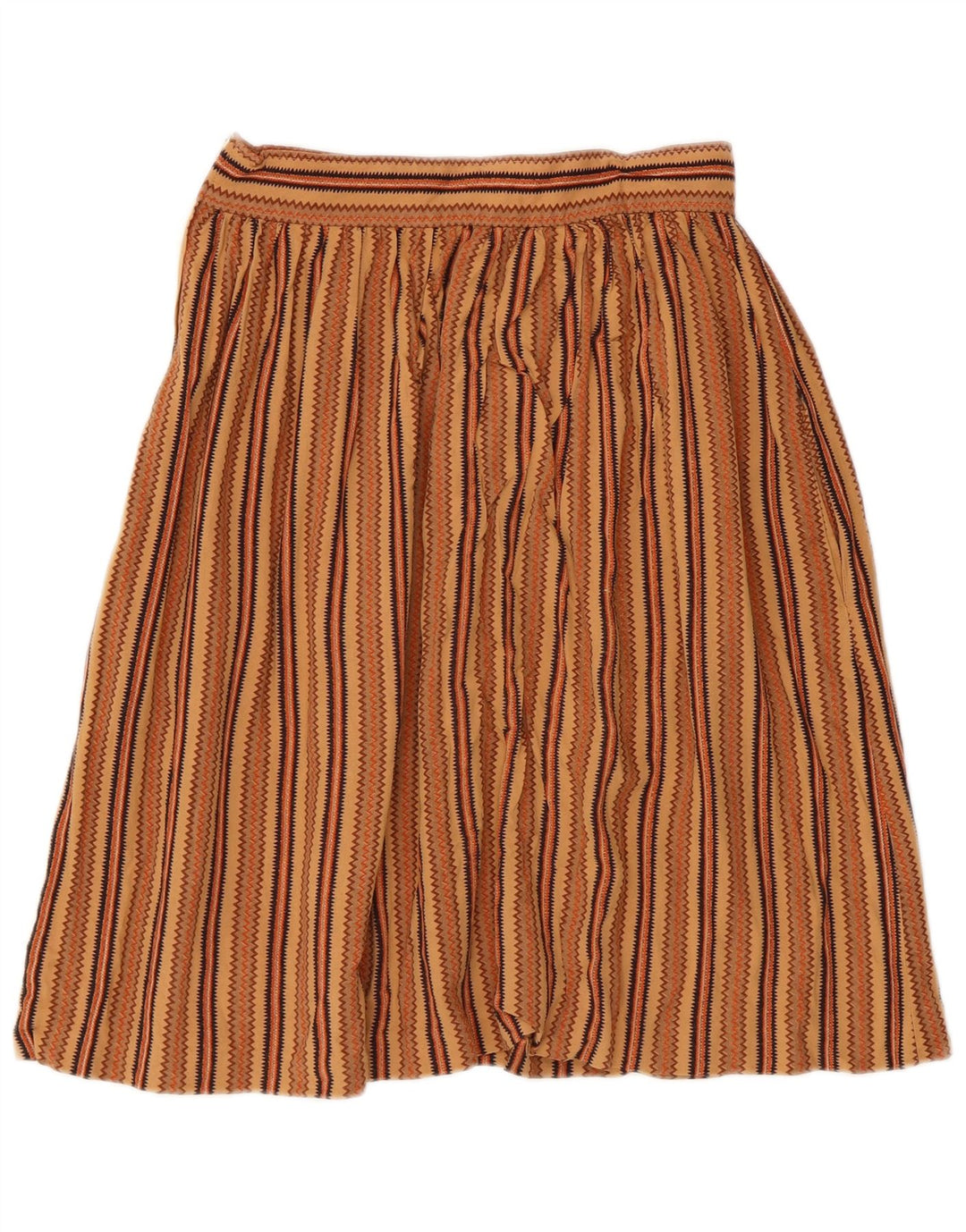 Gonna a pieghe vintage da donna IT 44 media W26 marrone geometrico azteco