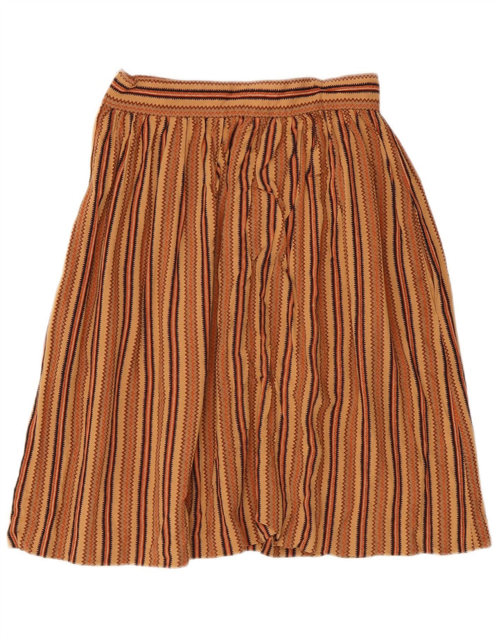 Gonna a pieghe vintage da donna IT 44 media W26 marrone geometrico azteco