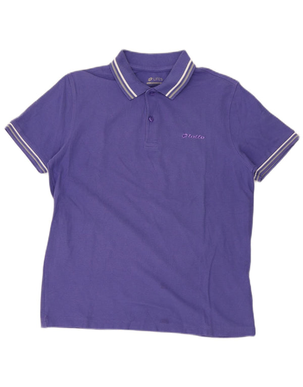 LOTTO Polo da uomo Life Large in cotone a righe viola