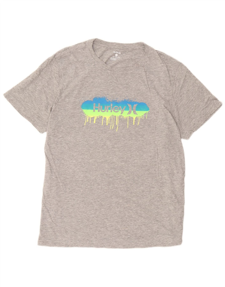 T-shirt grafica da uomo Hurley Top grande in cotone grigio
