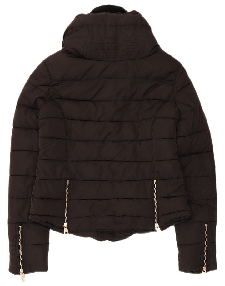 Giacca imbottita con cappuccio da donna Zara UK 10 piccola poliestere nero