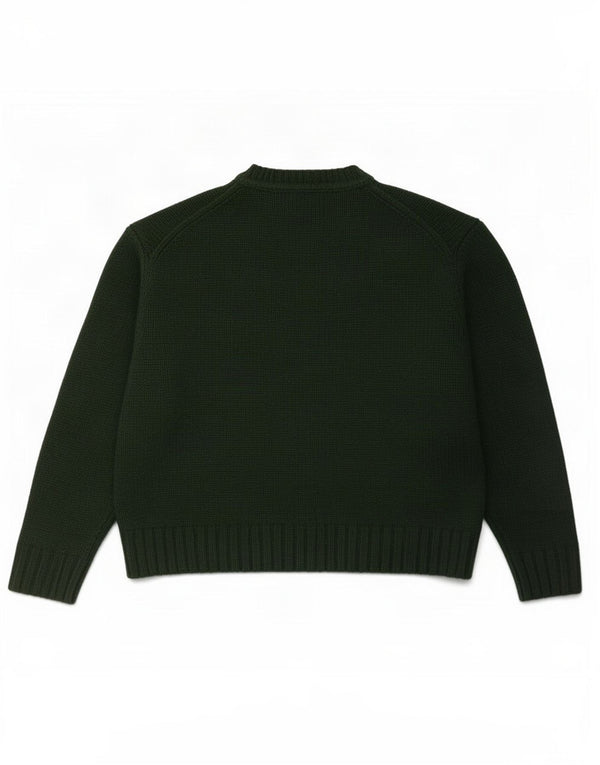Zara Womens Oversized Crew Neck Jumper Sweater UK 14 Medium Green Acrylic