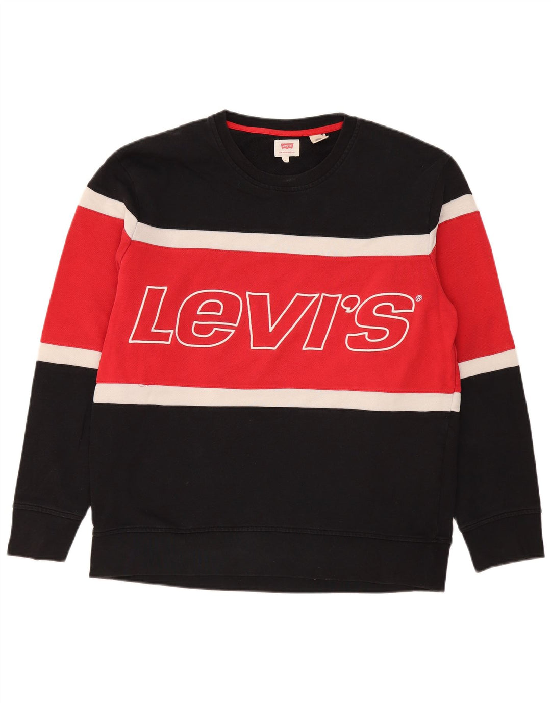 Levi's Felpa con grafica da uomo Maglione grande in cotone color block nero