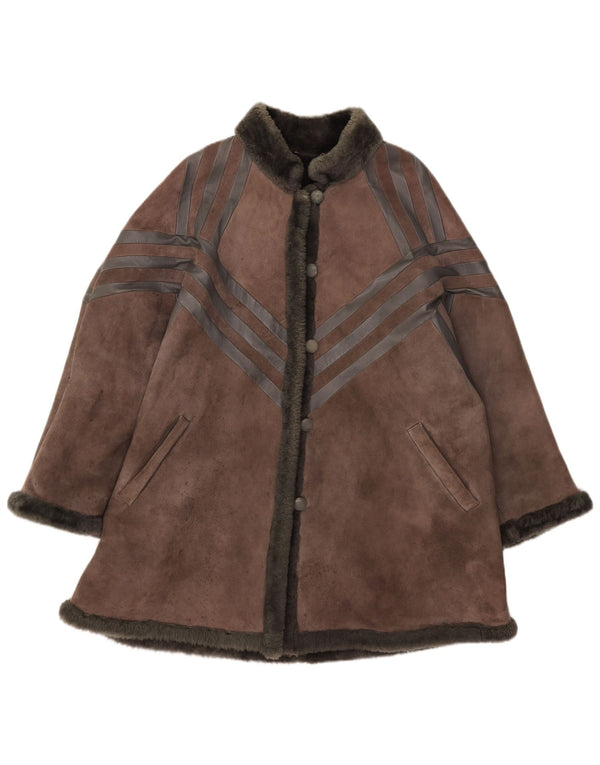 Cappotto in shearling vintage da donna UK 14 Grigio medio