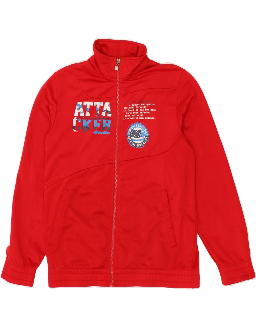 LOTTO Boys Graphic Tracksuit Top Jacket 13-14 Years Large Red Polyester Vintage Lotto and Second-Hand Lotto from Messina Hembry 