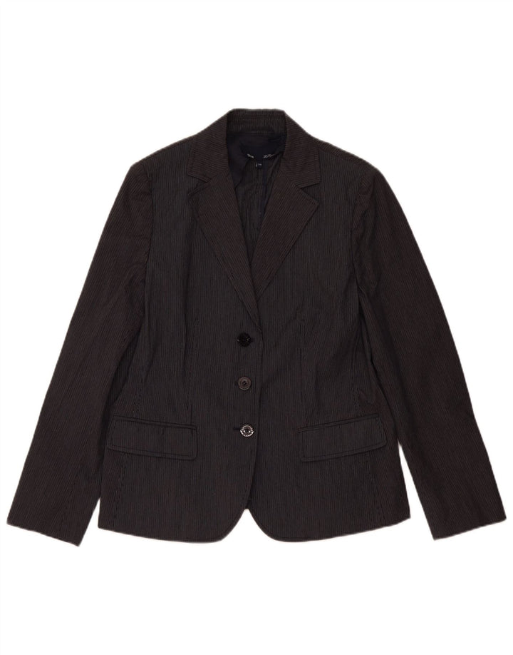 Giacca blazer da donna a 3 bottoni LES COPAINS IT 46 grande gessato blu navy