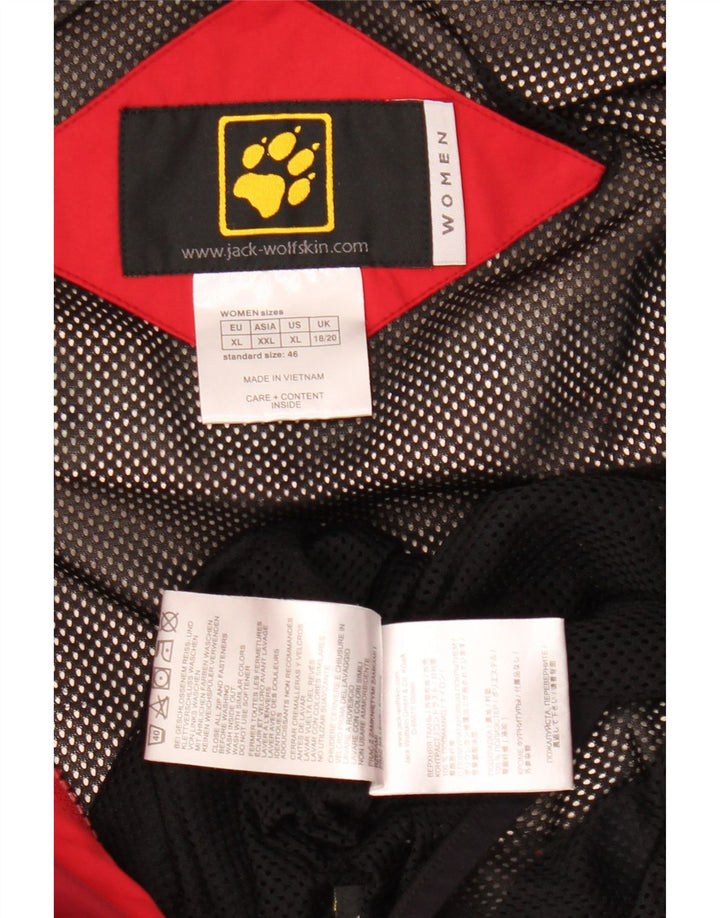 Giacca antipioggia con cappuccio da donna Jack Wolfskin UK 18/20 XL rosso poliammide