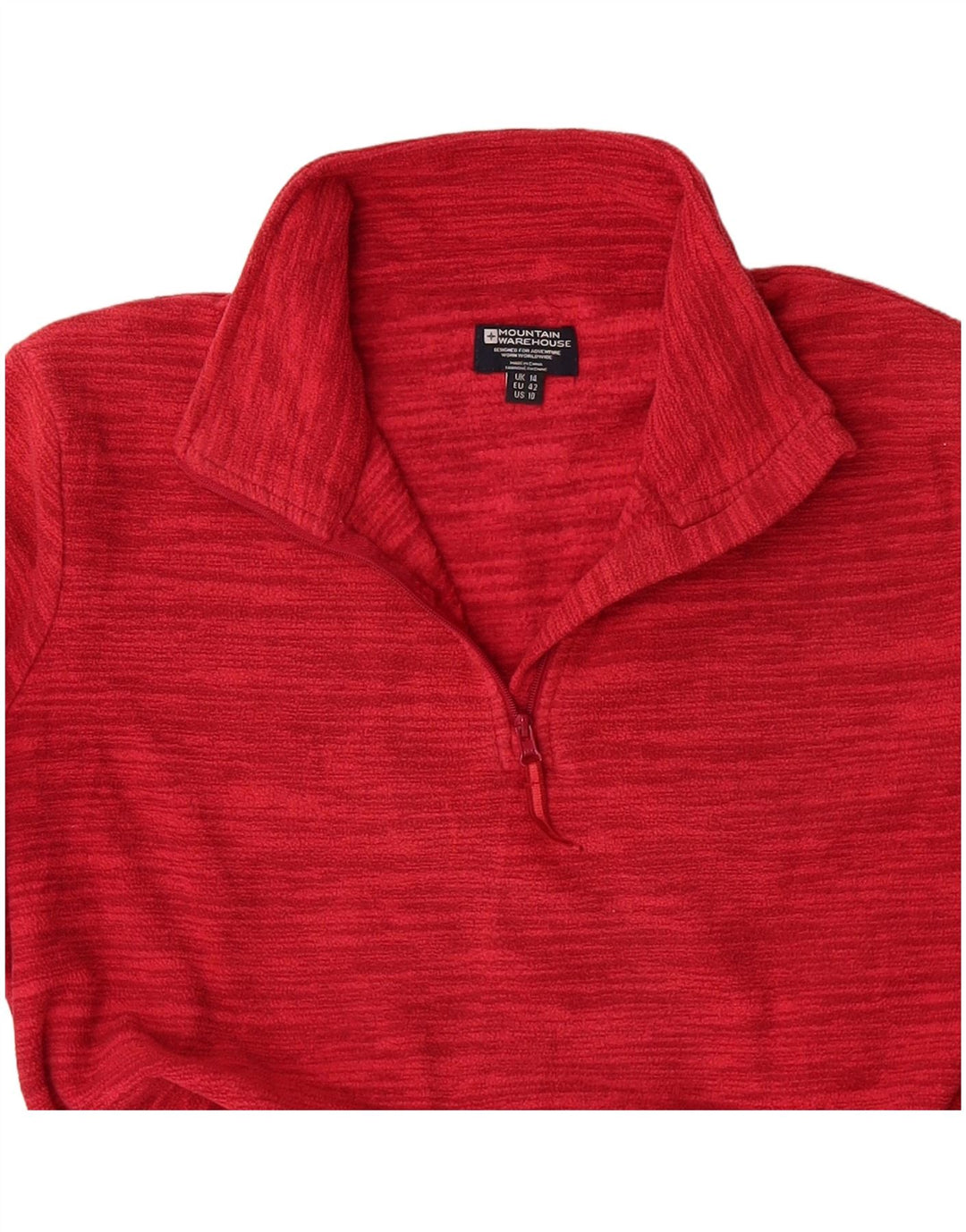 MOUNTAIN WAREHOUSE Womens Zip Neck Fleece Jumper UK 14 Medium  Red