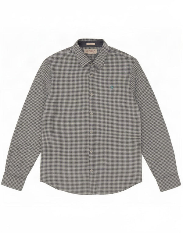 Penguin Mens Heritage Slim Fit Shirt Large Blue Gingham Cotton