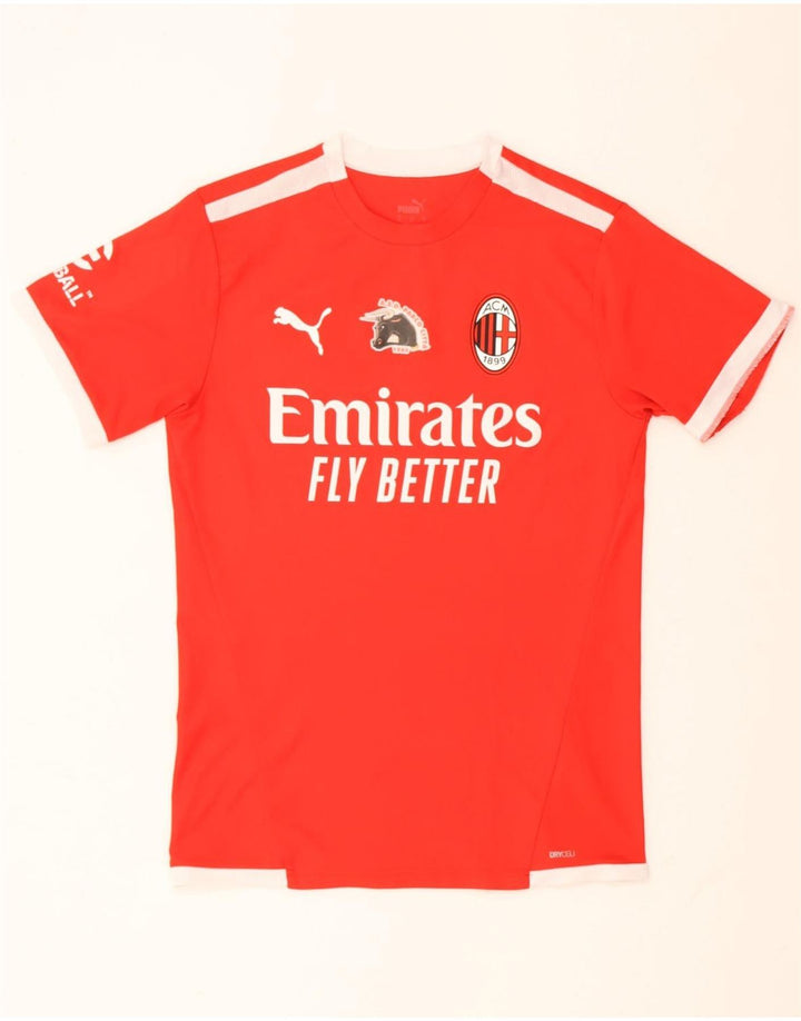 Puma Uomo AC Milan T-shirt grafica Top Small Rosso Colourblock in poliestere