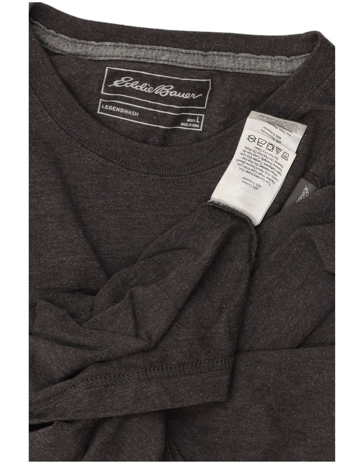 EDDIE BAUER Top da uomo a manica lunga grande in cotone grigio
