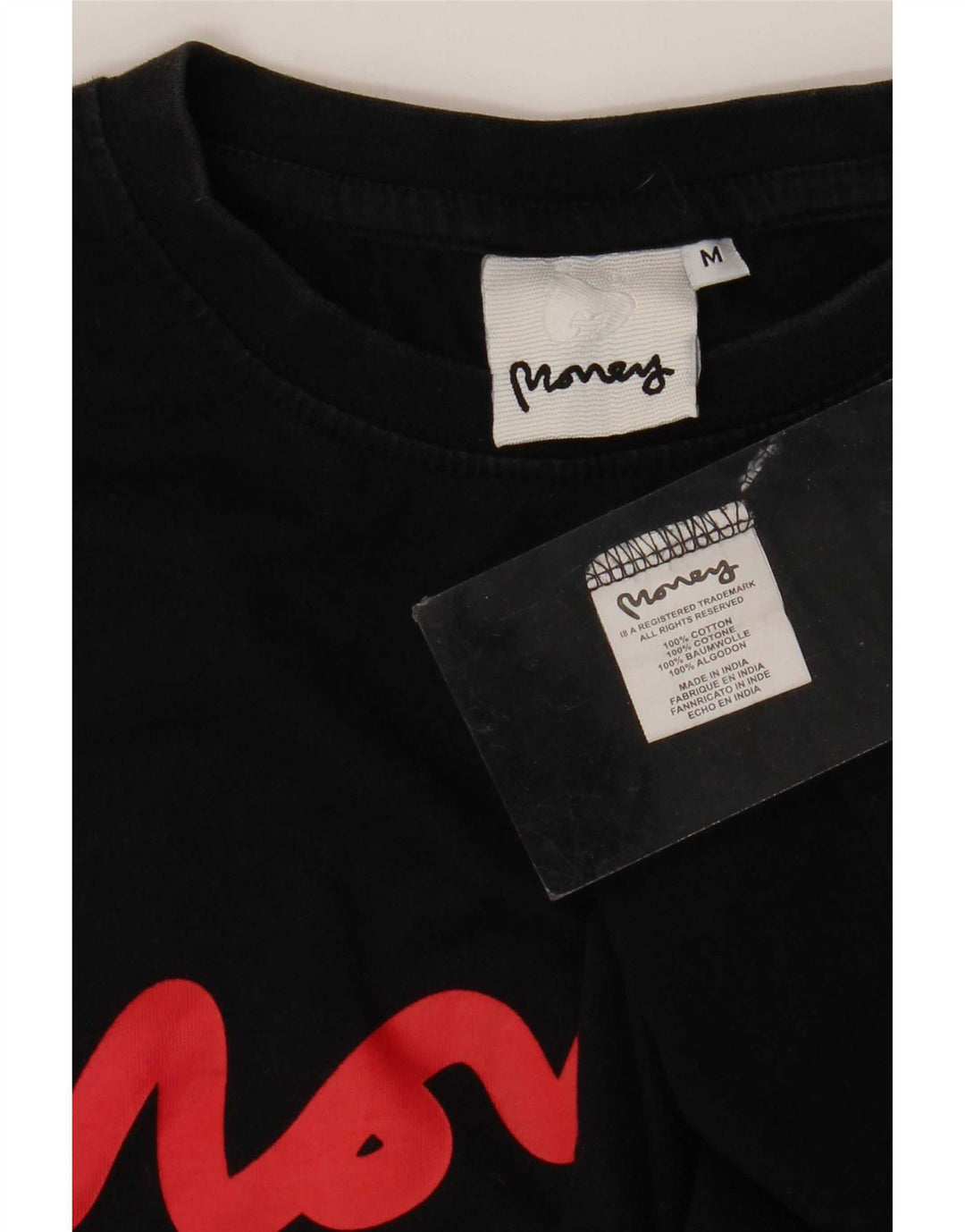 T-shirt grafica da uomo Money Top in cotone nero medio