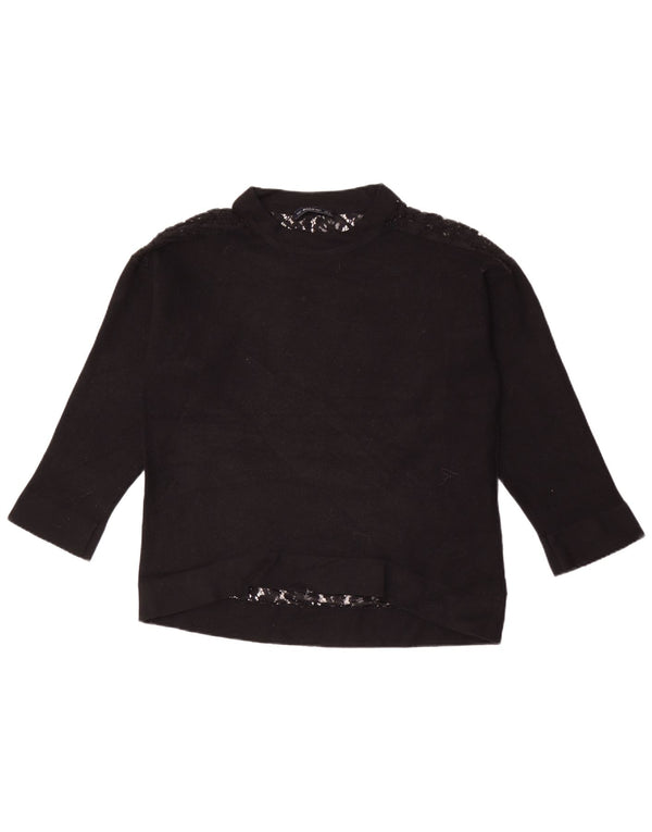 Top Zara da donna a maniche lunghe UK 14 medio nero floreale