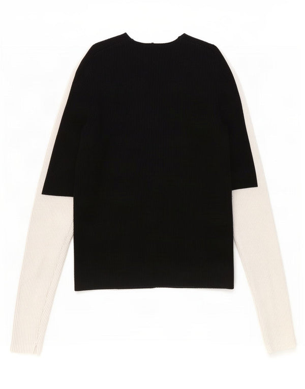 Maglione maglione girocollo da donna Zara UK 14 grande viscosa color block nero