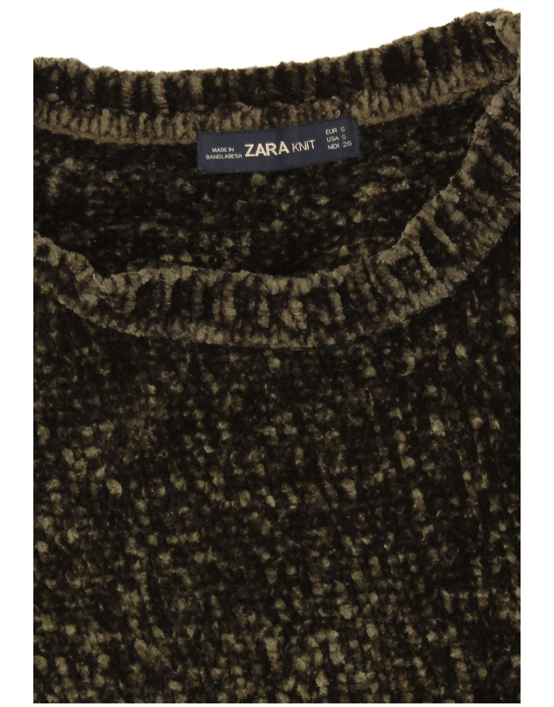 Maglione maglione oversize con scollo a barca da donna Zara UK 10 piccolo poliestere kaki