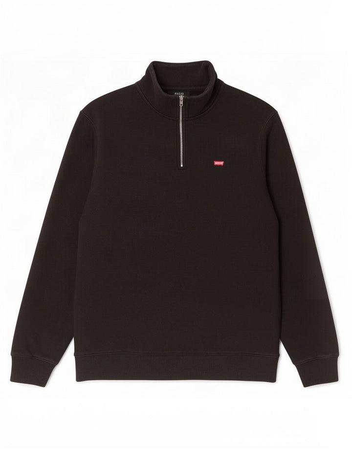 Levi's Felpa con collo con zip standard da uomo, maglione grande, cotone nero