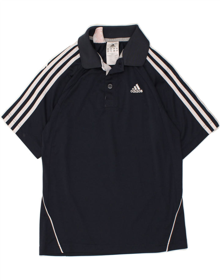 ADIDAS Boys Polo Shirt 11-12 Years Navy Blue Polyester | Vintage Adidas | Thrift | Second-Hand Adidas | Used Clothing | Messina Hembry 