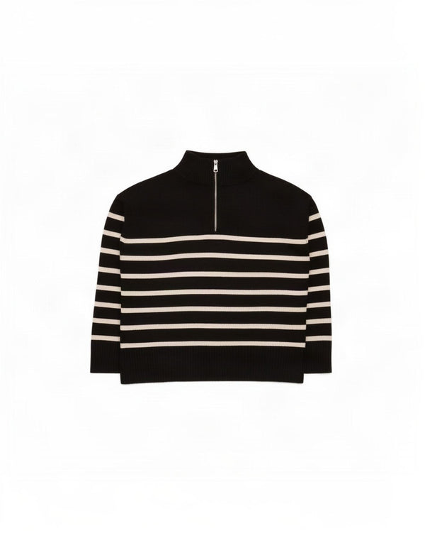 Maglione Zara da donna oversize con collo e zip UK 16 a righe grandi nere