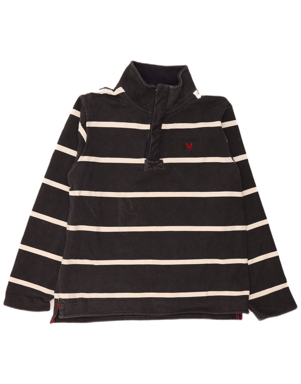 Crew Clothing Felpa da uomo con collo con zip, maglione grande, cotone a righe nere