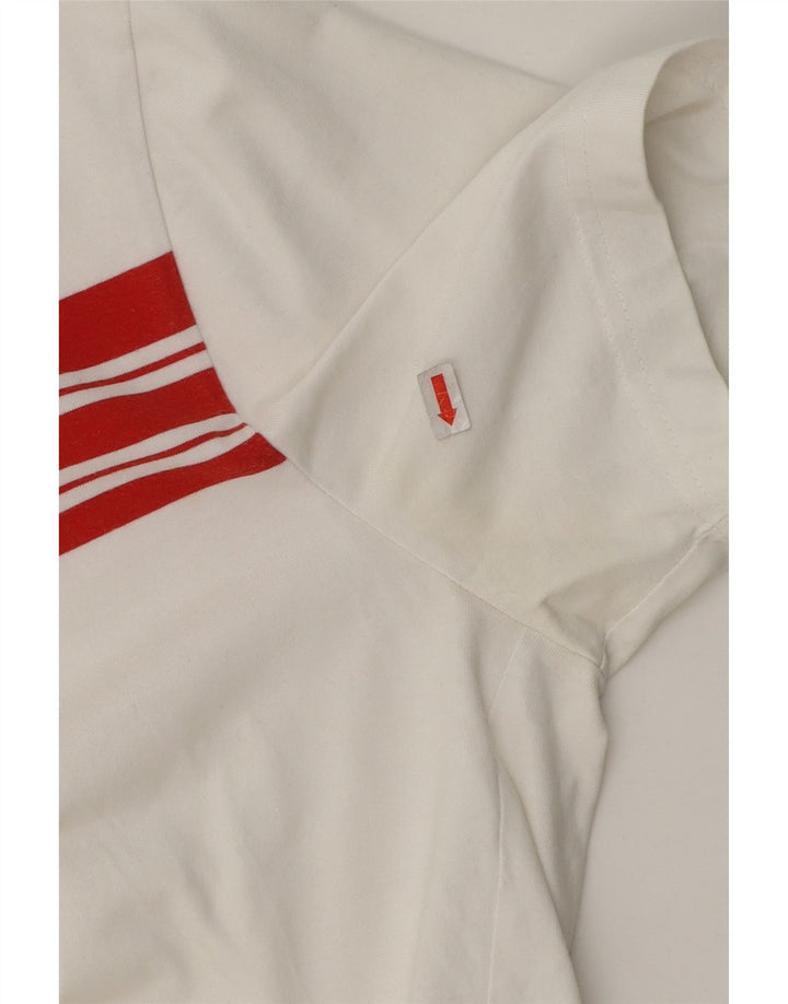FERRARI Mens Polo Shirt Medium White Striped Cotton Vintage Ferrari and Second-Hand Ferrari from Messina Hembry 