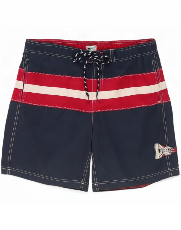 Pantaloncini da bagno da uomo Fat Face XL in cotone color block blu navy