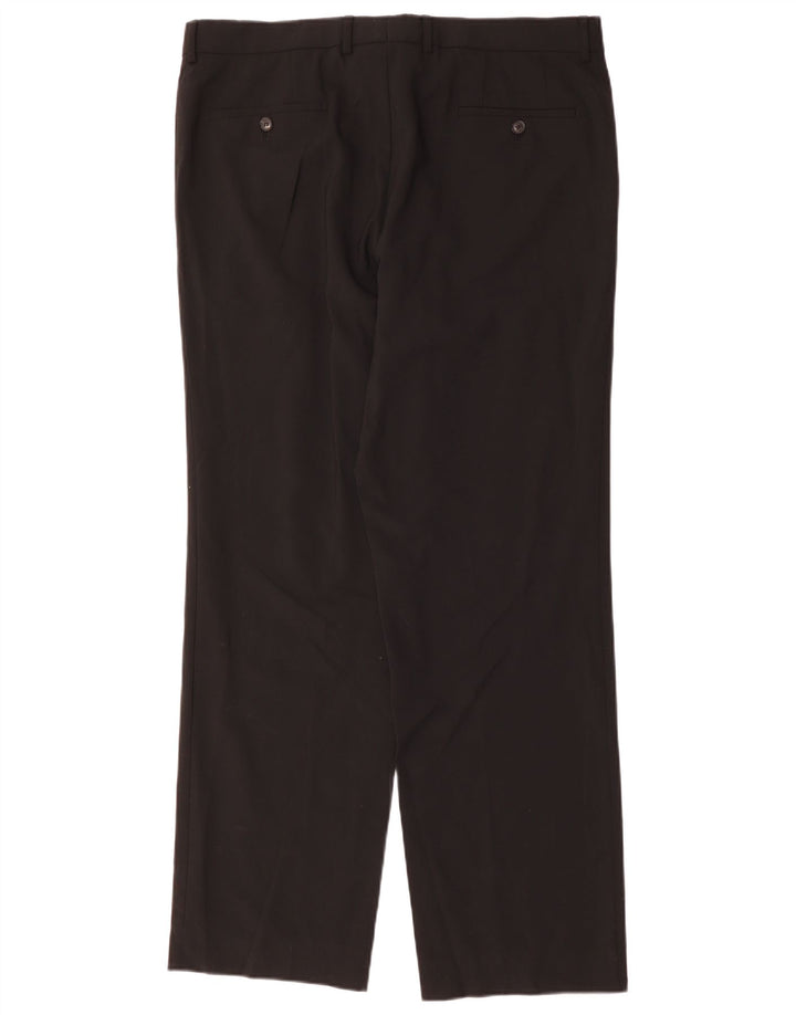 Pantaloni da abito dritti da uomo Hugo Boss W38 L33 lana nera
