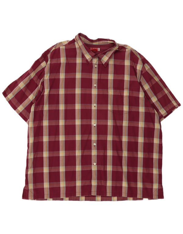 Camicia Guess da uomo a maniche corte 2XL Bordeaux a quadri