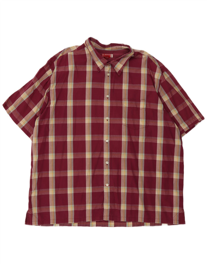 Camicia Guess da uomo a maniche corte 2XL Bordeaux a quadri