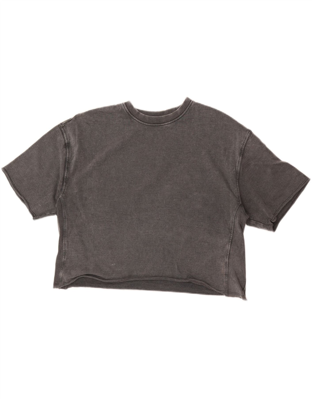 T-shirt corta da donna Zara UK 14 cotone grigio medio