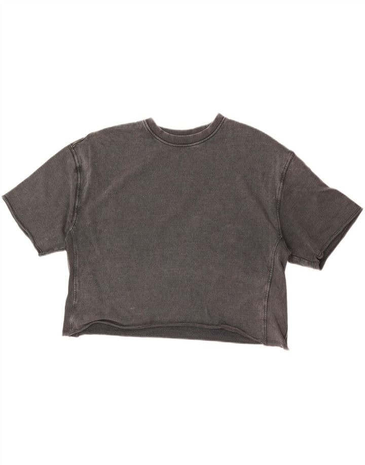 T-shirt corta da donna Zara UK 14 cotone grigio medio