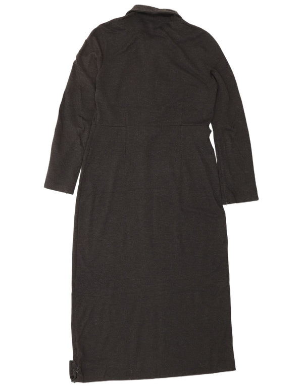 EDDIE BAUER Abito maxi a maniche lunghe oversize da donna UK 10 piccolo grigio