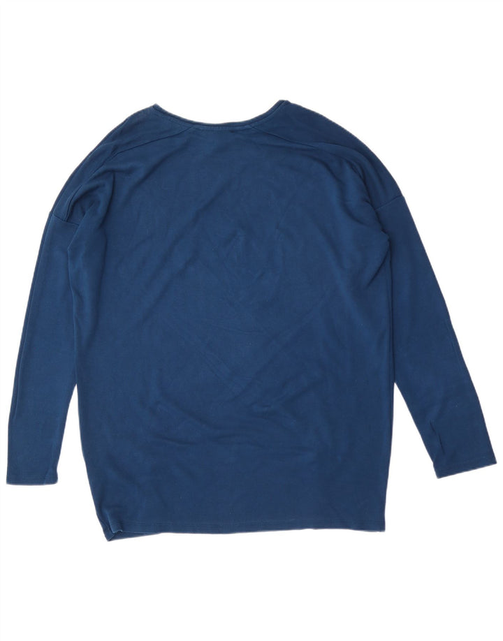 Topshop Top oversize da donna manica lunga UK 12 viscosa blu medio