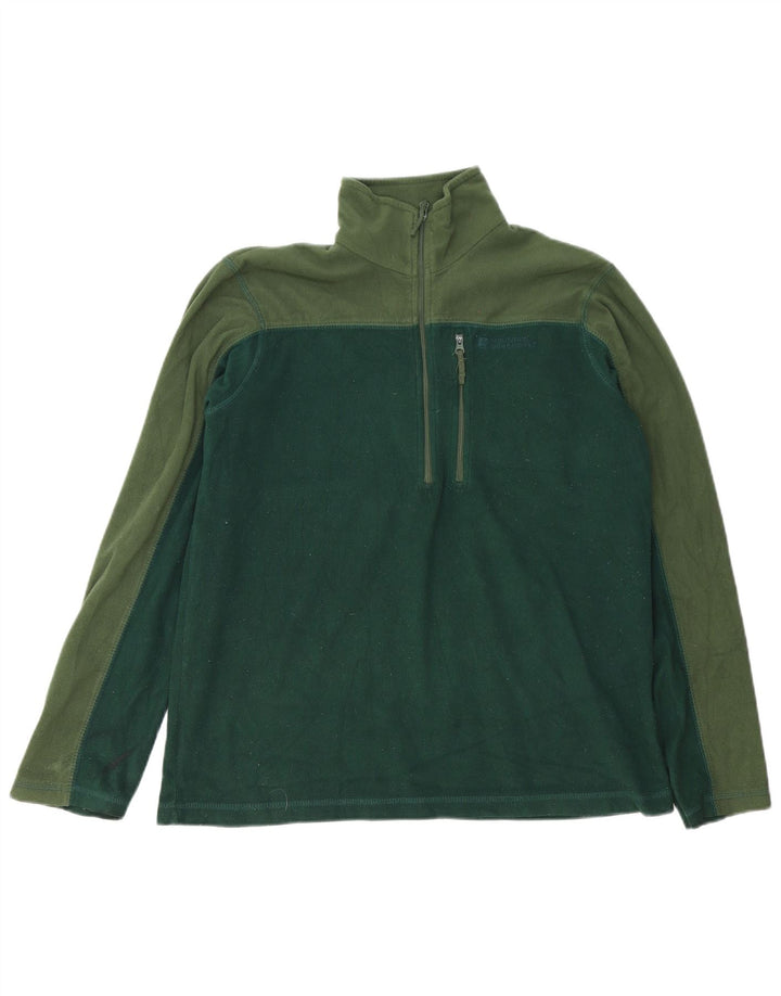 Mountain Warehouse Maglione in pile da uomo con collo e zip piccolo color block verde