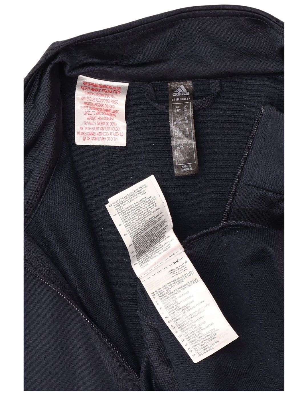 Giacca da ginnastica grafica da ragazzo Adidas 15-16 anni in poliestere blu navy